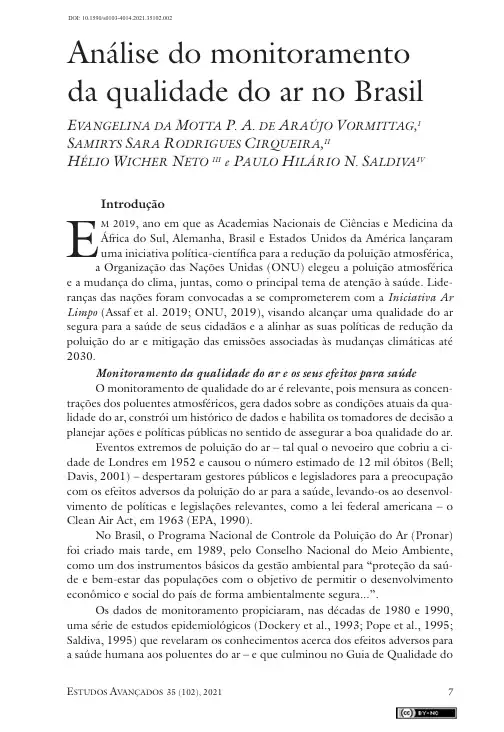 Instituto Ar - Imagem_Publicações_Análise do monitoramento da qualidade do ar no Brasil