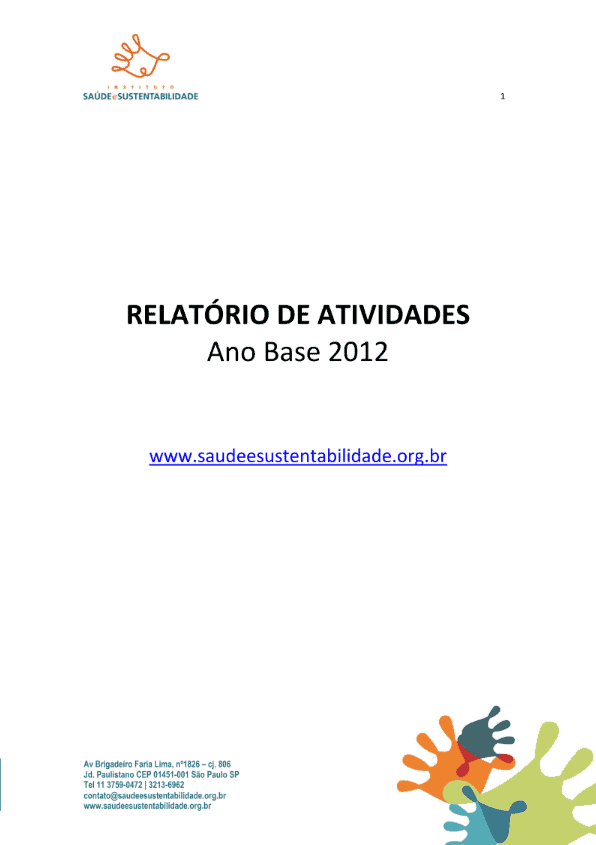Instituto Ar - Imagem_Publicações_Relatório Anual de Atividades 2012